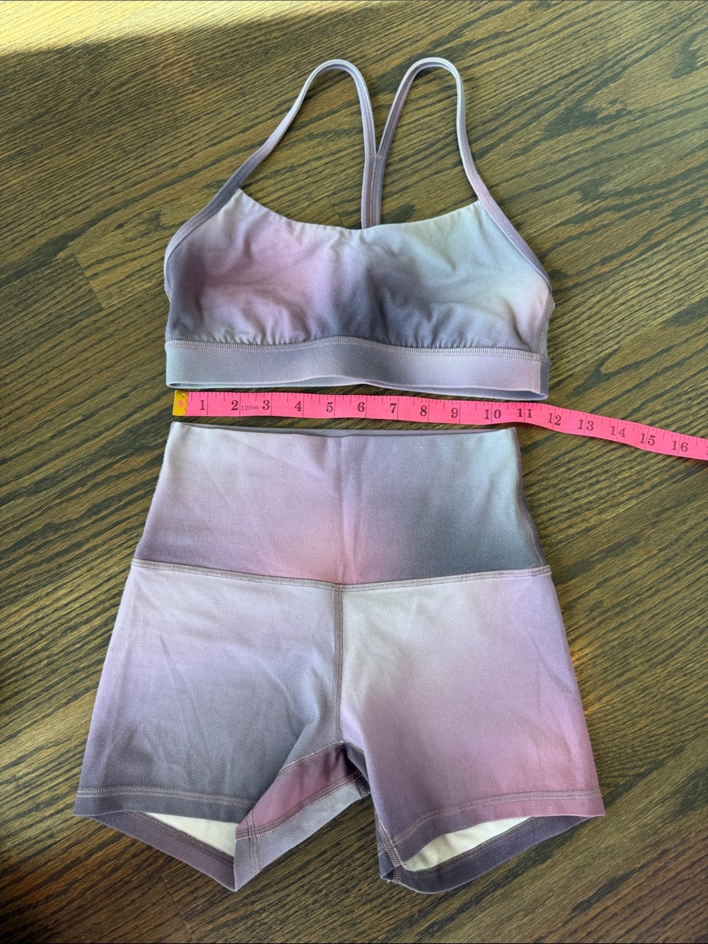 Lululemon Align High-Rise Short & Flow Y Bra Set Aurora Haze Purple Multi EUC - Picture 6 of 14